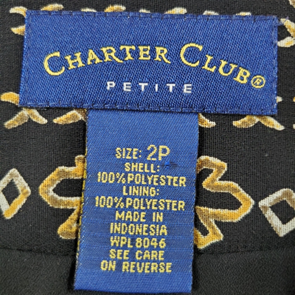 Charter Club wrap skirt 2 petite black and gold - Picture 3 of 4